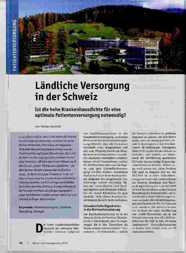 Vorschauseite 1: Ländliche Versorgung in der Schweiz