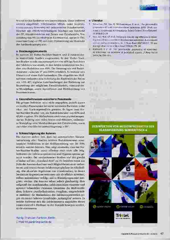 Vorschauseite 3: Wie viele nosokomiale Infektionen sind durch Hygieneprogramme vermeidbar? Ergebnisse einer neuen Meta-Analyse
