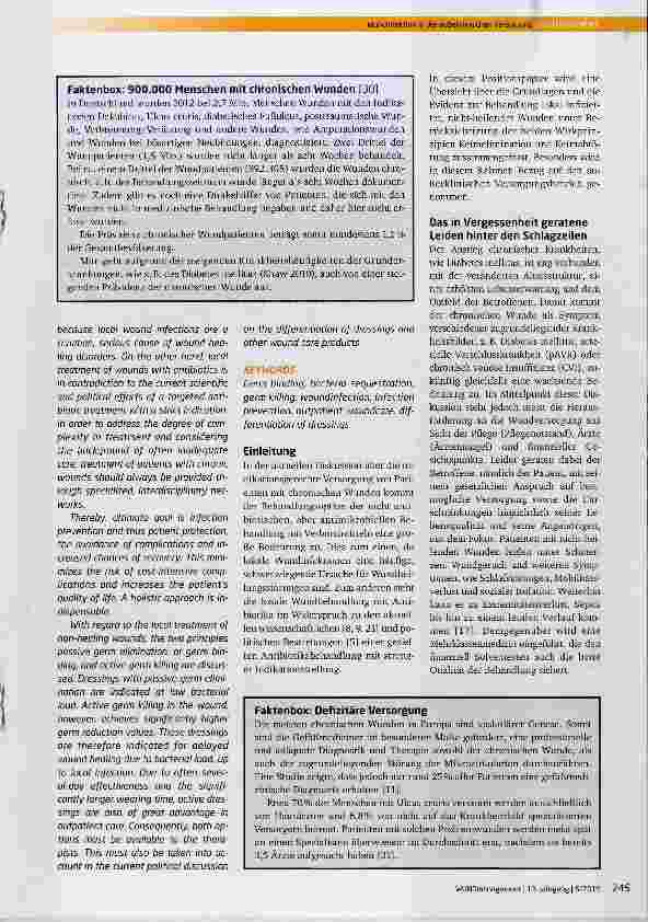 Vorschauseite 2: Versorgung von Menschen mit chronischen Wunden Fokus Wundinfektion in der außerkiinischen Versorgung