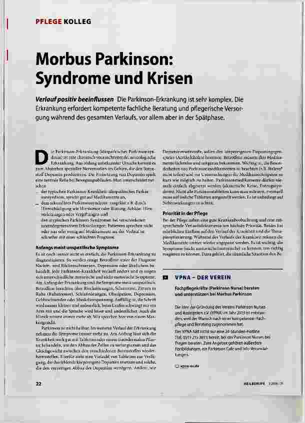 Vorschauseite 1: Morbus Parkinson: Syndrome und Krisen