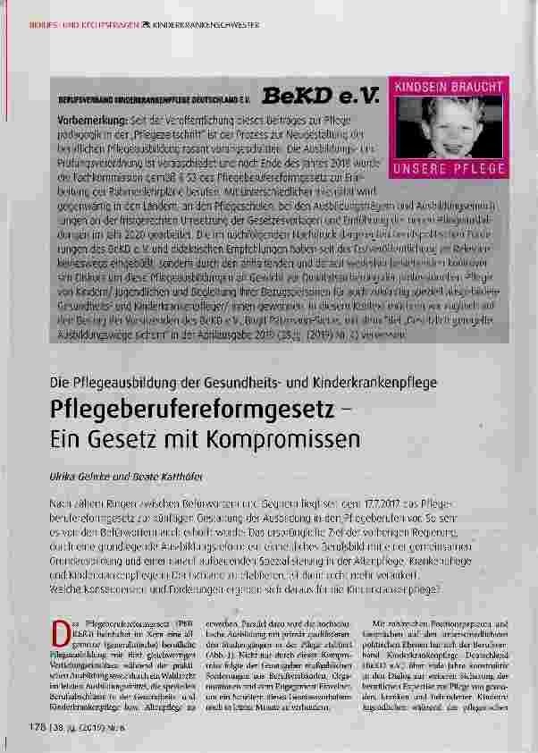 Vorschauseite 1: Pflegeberufereformgesetz Ein Gesetz mit Kompromissen