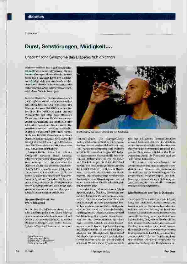Vorschauseite 1: Durst, Sehstörungen, Müdigkeit. .. .