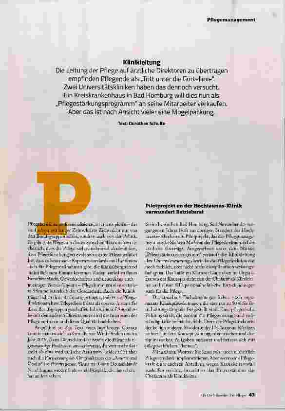 Vorschauseite 2: PFLEGEDIREKTION ABGESCHAFFT