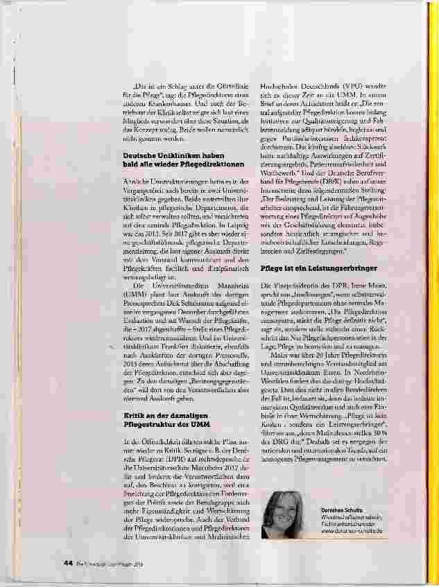 Vorschauseite 3: PFLEGEDIREKTION ABGESCHAFFT