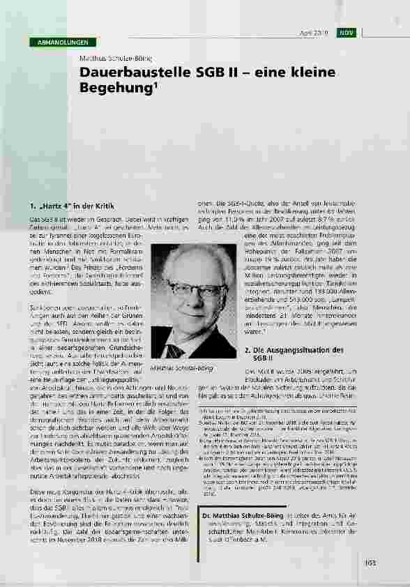 Vorschauseite 1: Dauerbaustelle SGB II eine kleine Begehung