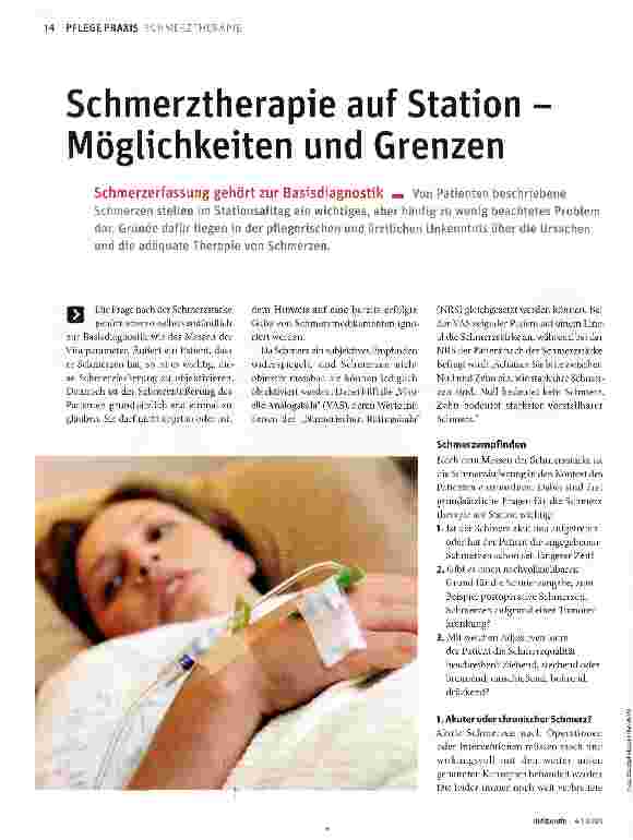 Vorschauseite 1: Schmerztherapie auf Station -Möglichkeiten und Grenzen