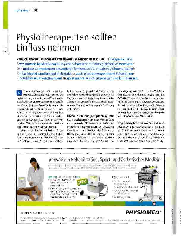 Vorschauseite 1: Physiotherapeuten sollten Einfluss nehmen