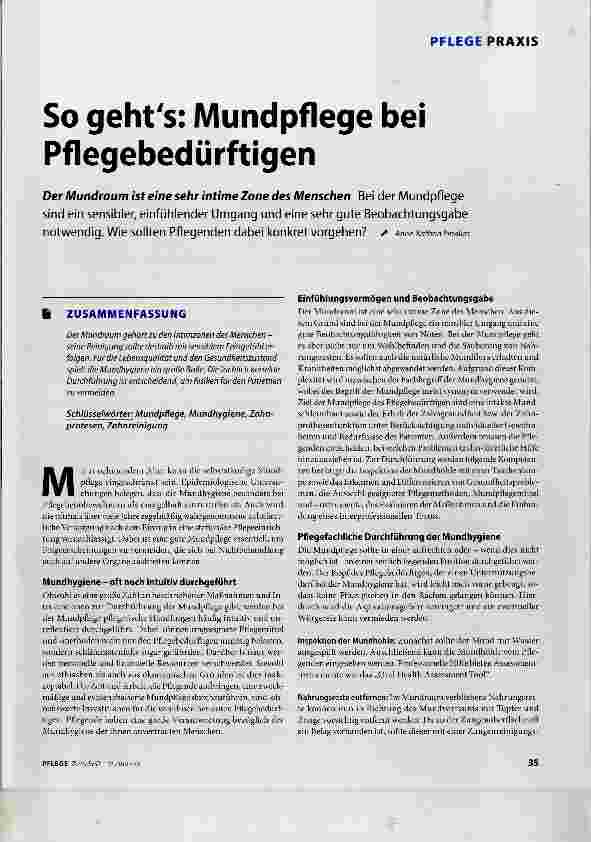 Vorschauseite 1: So geht es: Mundpflege bei Pflegebedürftigen