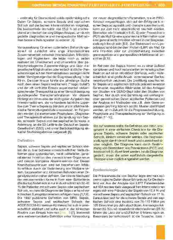 Vorschauseite 2: Sepsistherapie - was ist unverzichtbar?