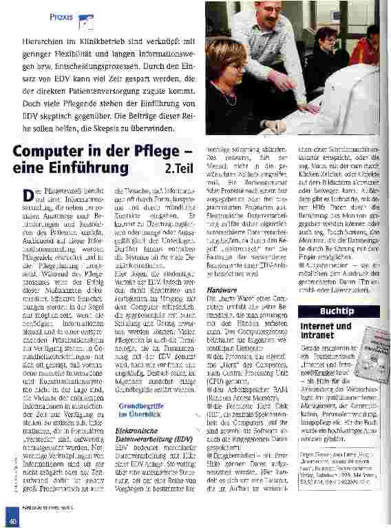 Vorschauseite 1: Computer in der Pflege - eine Einführung 2. Teil