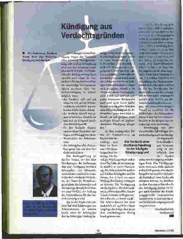 Vorschauseite 1: Kündigung aus Verdachtsgründen