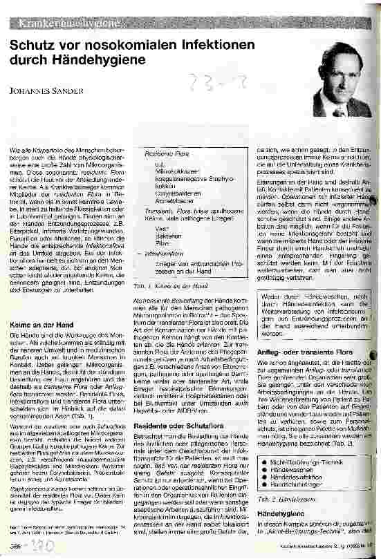 Vorschauseite 1: Schutz vor nosokomialen Infektionen durch Händehygiene