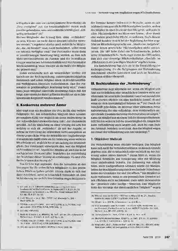 Vorschauseite 2: Verhinderung von Mitgliedern wegen Pflichtenkollision