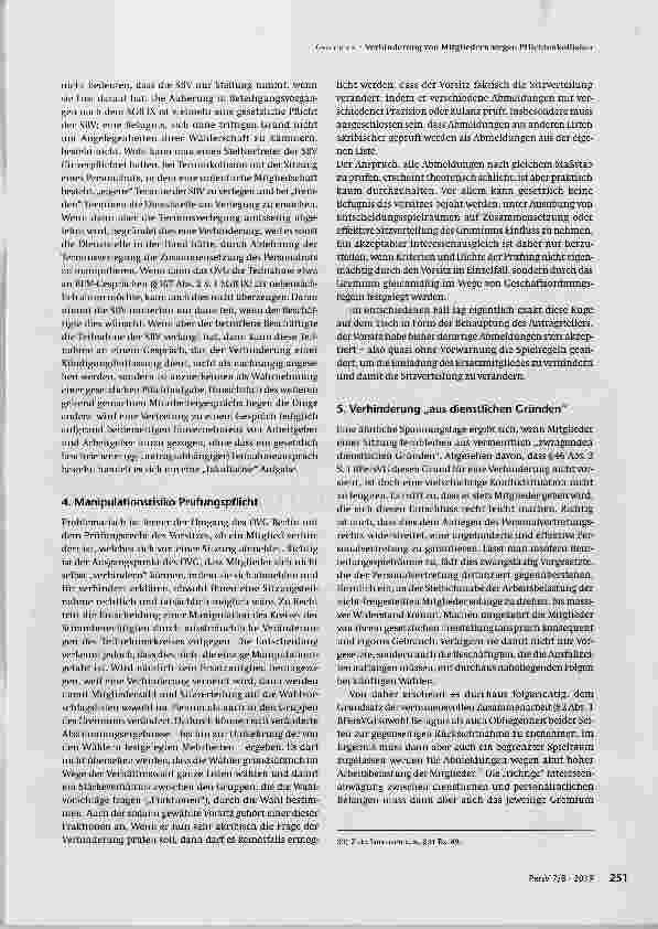 Vorschauseite 6: Verhinderung von Mitgliedern wegen Pflichtenkollision