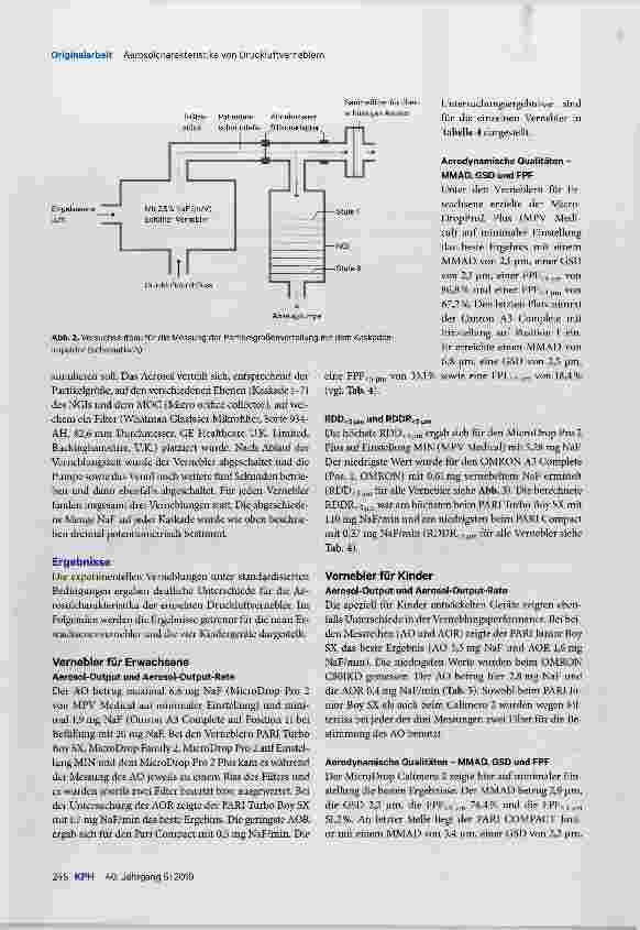 Vorschauseite 5: Vergleichende Untersuchung von aktuell in Deutschland vermarkteten Druckluftverneblern und den damit erzeugten Aerosolen