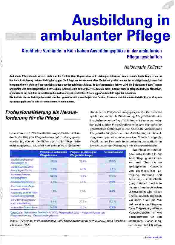 Vorschauseite 1: Ausbildung in ambulanter Pflege