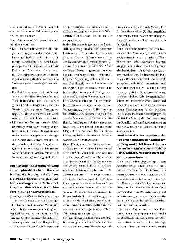 Vorschauseite 2: Reformansatz für eine Modernisierung des Systems der Kassenärztlichen Vereinigungen
