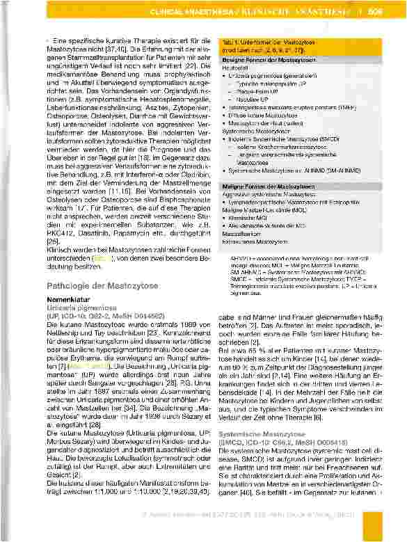 Vorschauseite 2: Mastozytose: Pathologie und anästhesiologische Implikationen für die Praxis