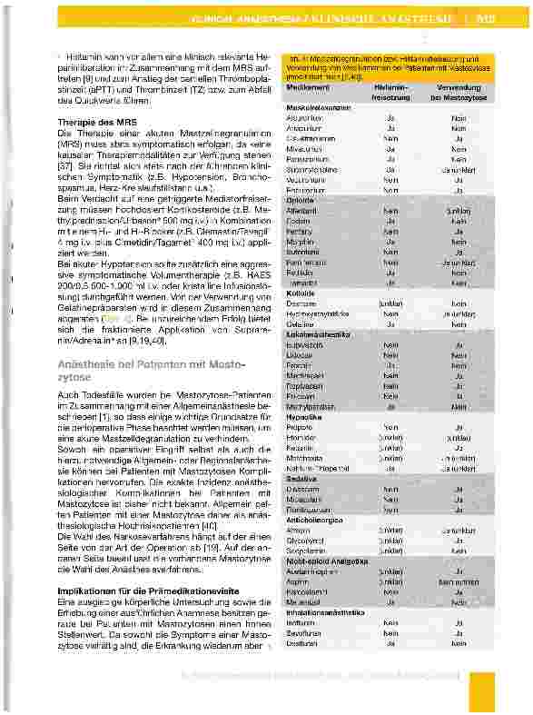 Vorschauseite 6: Mastozytose: Pathologie und anästhesiologische Implikationen für die Praxis