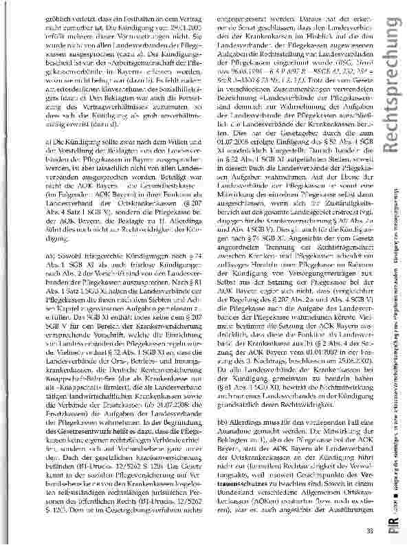 Vorschauseite 5: Weigerung des Heimträgers, an einer anlasslosen Wirtschaftlichkeitsprüfung eines Pflegeheims mitzuwirken - Kündigung des Versorgungsvertrags