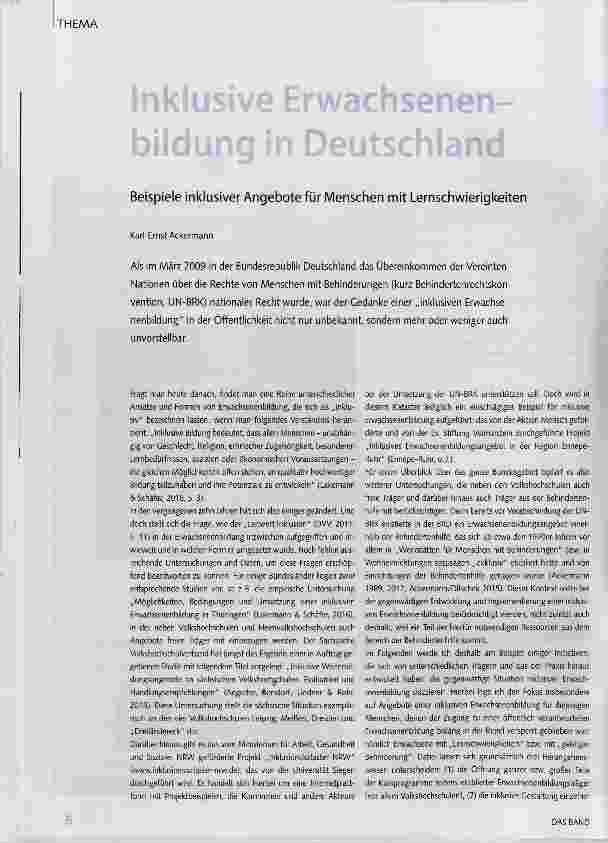 Vorschauseite 1: Inklusive Erwachsenenbildung in Deutschland