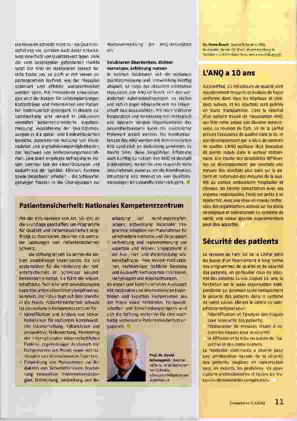 Vorschauseite 2: 10 Jahre ANQ - Qualitätsmessungen in Spitälern und Kliniken
