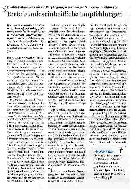 Vorschauseite 1: Erste bundeseinheitliche Empfehlungen