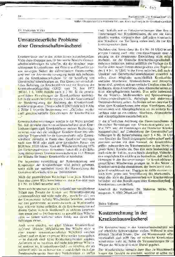 Vorschauseite 2: Umsatzsteuerliche Probleme einer Gemeinschaftswäscherei