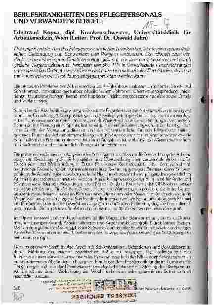 Vorschauseite 1: Berufskrankheiten des Pflegepersonals und verwandter Berufe