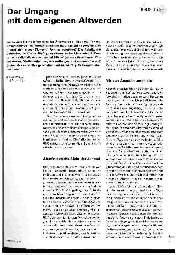 Vorschauseite 1: Der Umgang mit dem eigenen Altwerden