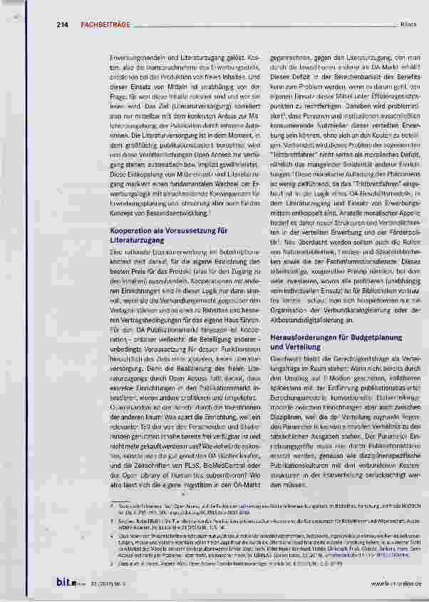 Vorschauseite 2: Open Access als Zumutung für die Erwerbung?