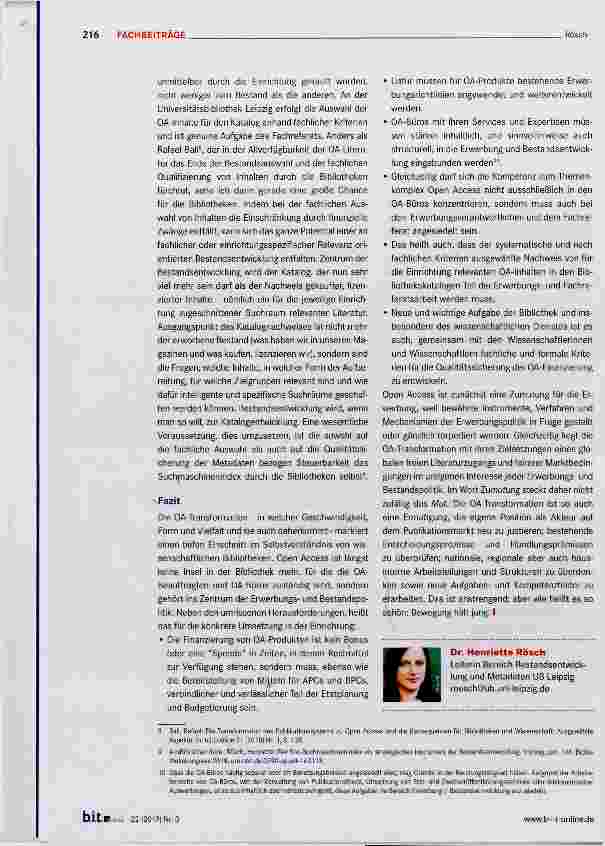 Vorschauseite 4: Open Access als Zumutung für die Erwerbung?