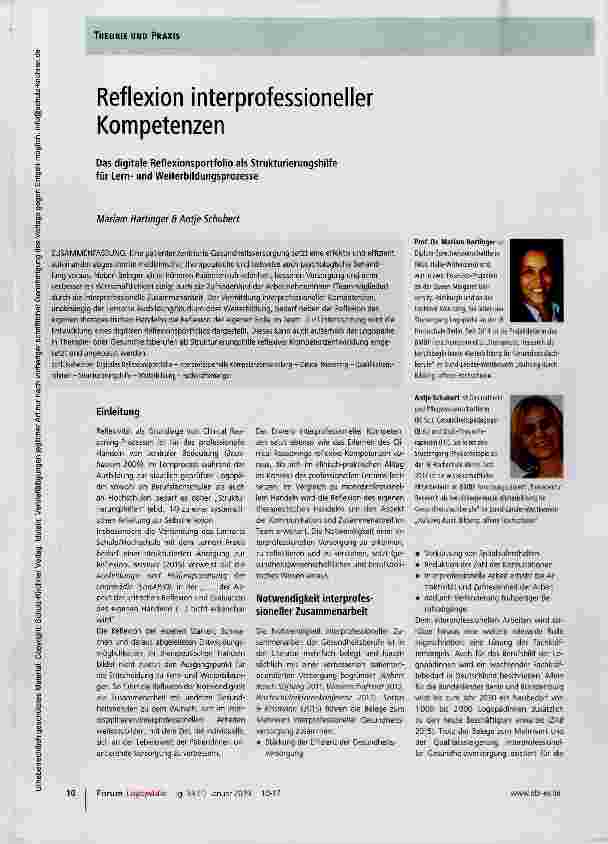 Vorschauseite 1: Reflexion interprofessioneller Kompetenzen