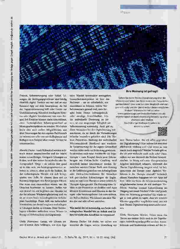 Vorschauseite 4: „Für ein zeitgemäßes ergotherapeutisches Angebot müssen wir uns mit der Digitalisierung auseinandersetzen“