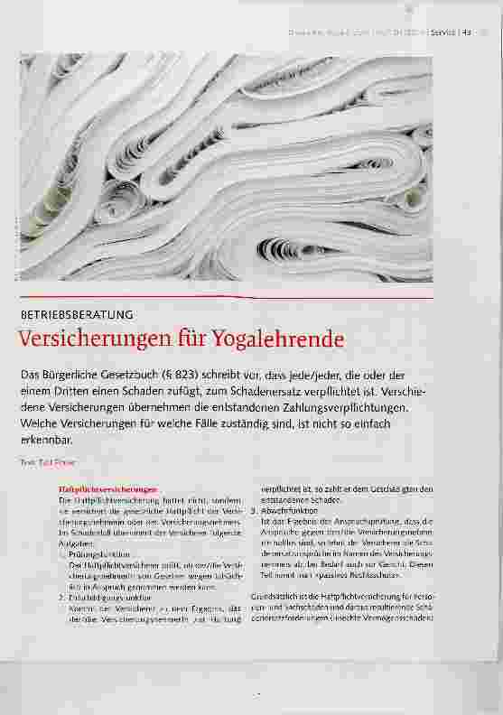 Vorschauseite 1: Versicherungen für Yogalehrende
