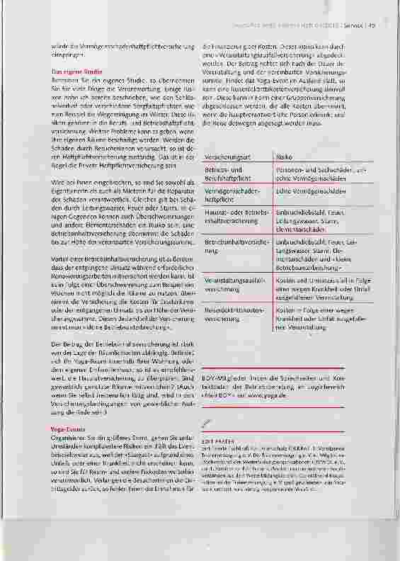 Vorschauseite 3: Versicherungen für Yogalehrende