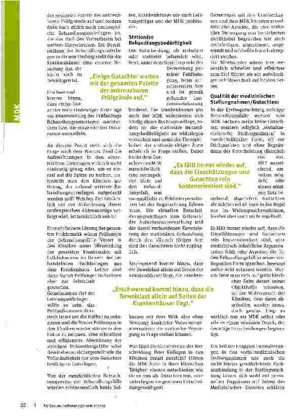 Vorschauseite 2: Medizin im PrüfungsstressMDK-Prüfverfahren - Erfahrungen aus sächsischen Krankenhäusern