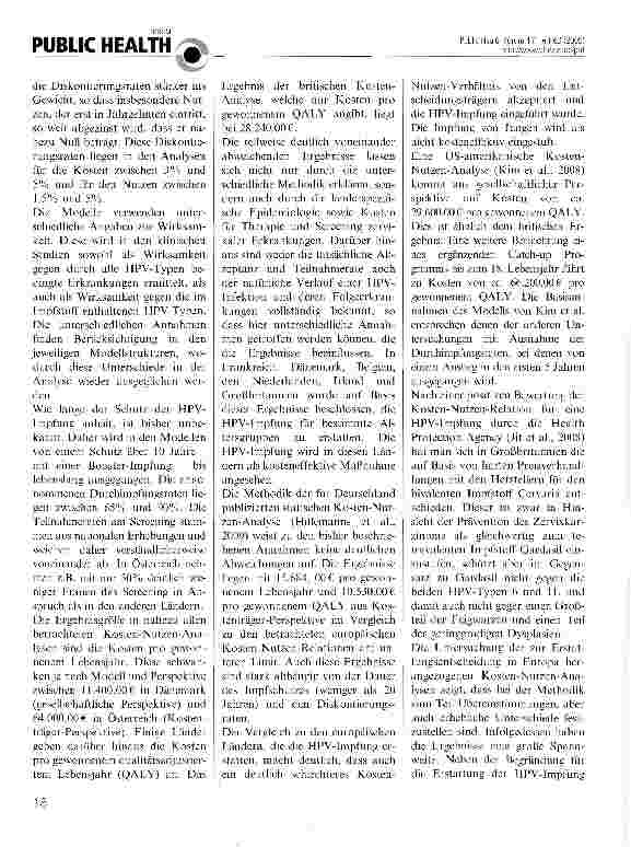 Vorschauseite 3: HPV-lmpfung: Kosten-Nutzen-Analysen in Europa