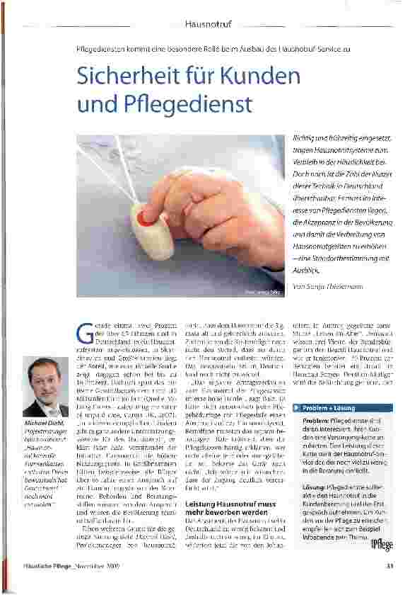 Vorschauseite 1: Sicherheit für Kunden und Pflegedienst