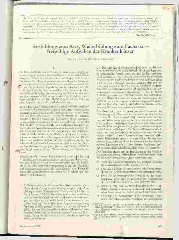 Vorschauseite 1: Ausbildung zum Arzt, Weiterbildung zum Facharzt - freiwillige Aufgaben des Krankenhauses