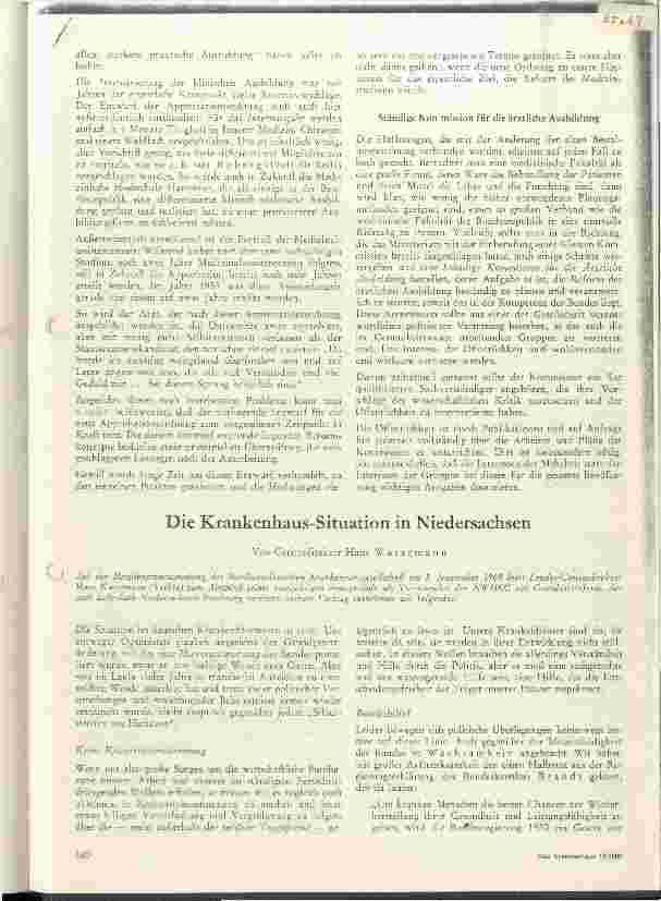 Vorschauseite 1: Die Krankenhaussituation in Niedersachsen