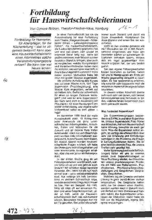 Vorschauseite 1: Fortbildung für Hauswirtschaftsleiterinnen