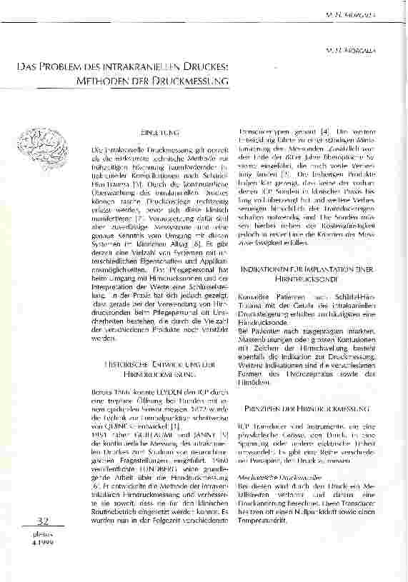 Vorschauseite 1: Das Problem des intrakraniellen Druckes Methoden der Druckmessung