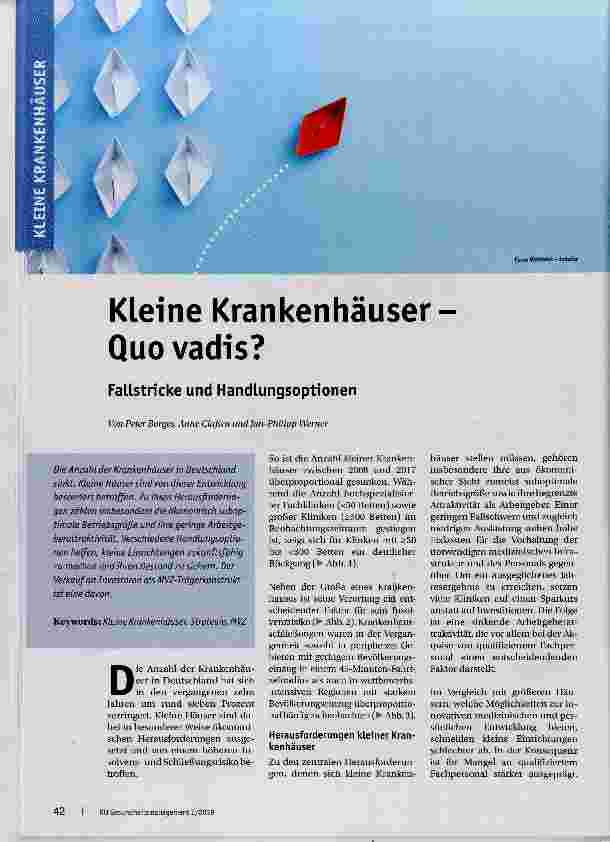 Vorschauseite 1: Kleine Krankenhäuser Quo vadis?