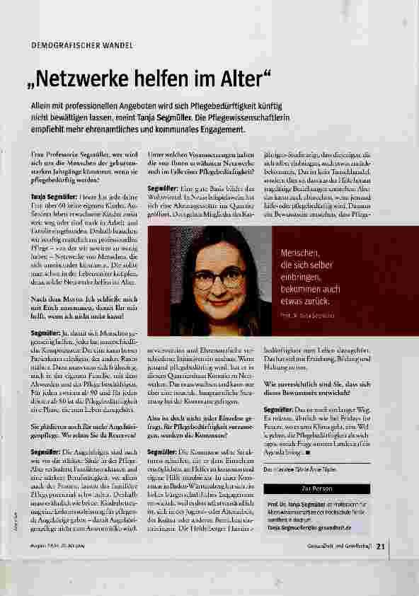 Vorschauseite 1: Netzwerke helfen im Alter