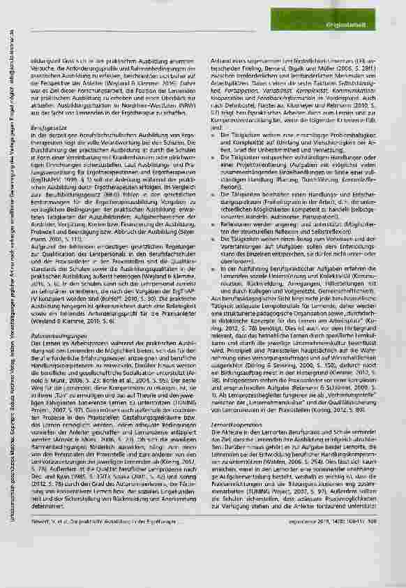 Vorschauseite 2: Die praktische Ausbildung in der Ergotherapie - Zufriedenheit der Lernenden an Berufsfachschulen