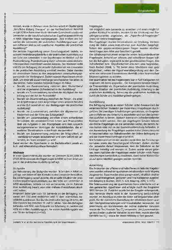 Vorschauseite 4: Die praktische Ausbildung in der Ergotherapie - Zufriedenheit der Lernenden an Berufsfachschulen