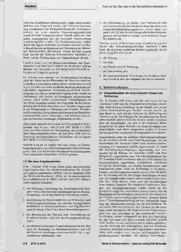 Vorschauseite 2: Der Sachstand der Bundesfernstraßenreform
