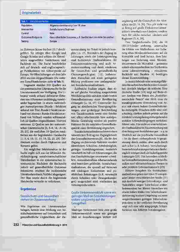 Vorschauseite 2: Sozialschutz und Gesundheit Zusammenhänge zwischen Sozialschutzmaßnahmen und Verteilung der Gesundheit in der Bevölkerung