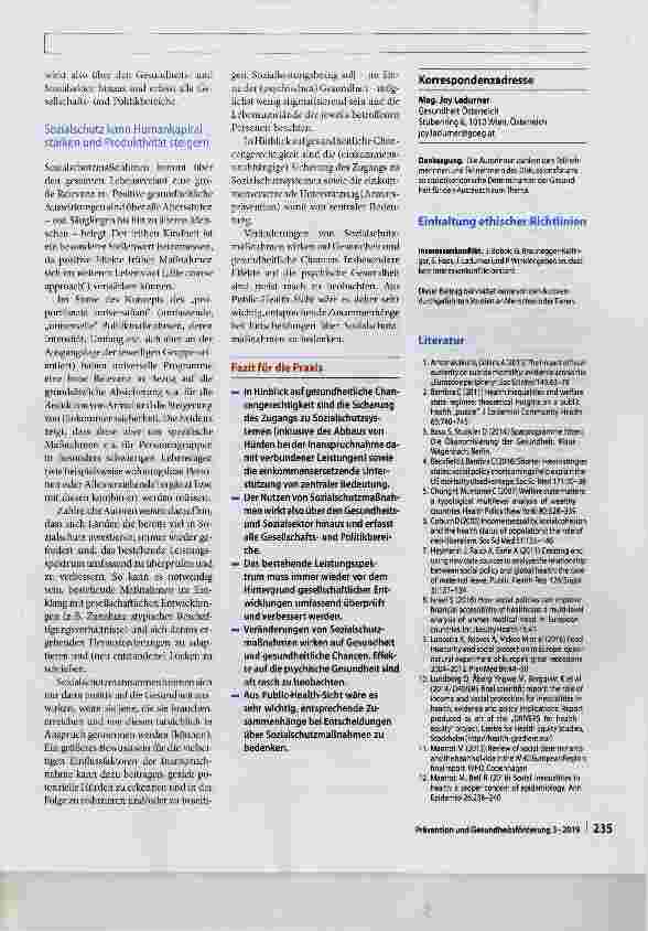 Vorschauseite 5: Sozialschutz und Gesundheit Zusammenhänge zwischen Sozialschutzmaßnahmen und Verteilung der Gesundheit in der Bevölkerung